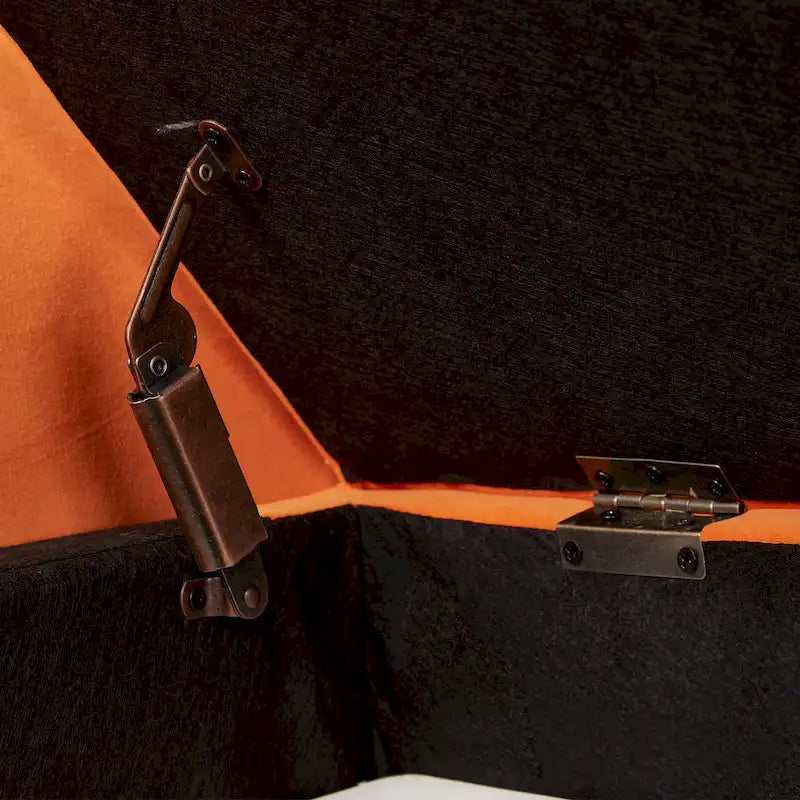 Upholstered Storage Bench with Curved Arms and Solid Wooden Legs