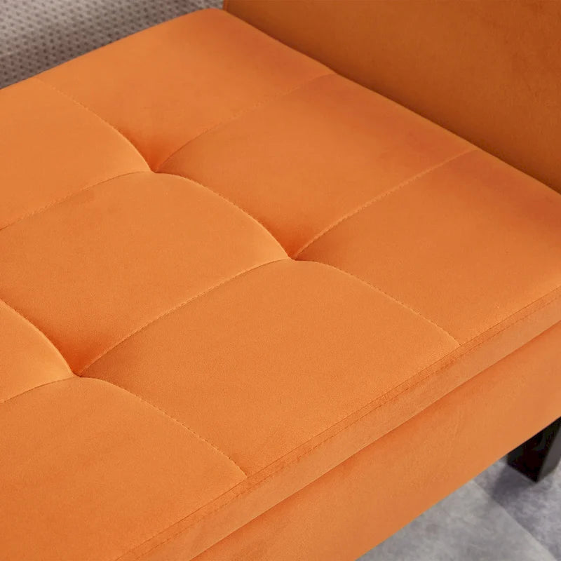 Upholstered Storage Bench with Curved Arms and Solid Wooden Legs