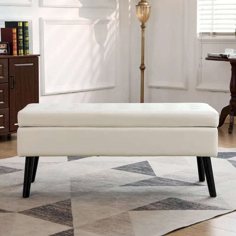 Upholstered Storage Bench Ottoman Entryway Bedroom End of Bed Seat