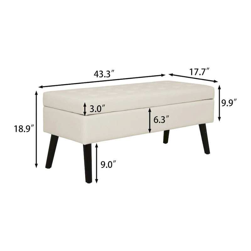 Upholstered Storage Bench Ottoman Entryway Bedroom End of Bed Seat