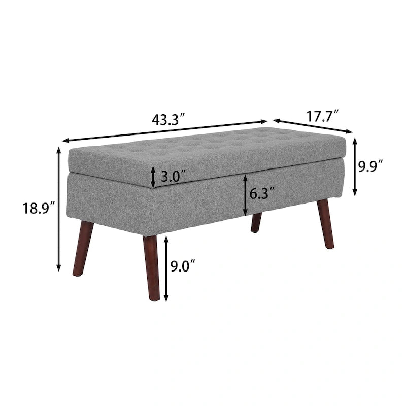 Upholstered Storage Bench Ottoman Entryway Bedroom End of Bed Seat