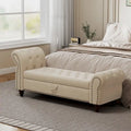 64.5" Tufted Chaise Bench with Storage and Velvet Upholstery