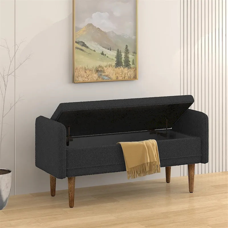 Velvet Storage Stool with Lid, Storage Ottoman Bench for Bedroom Living Room