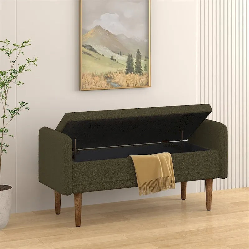 Velvet Storage Stool with Lid, Storage Ottoman Bench for Bedroom Living Room
