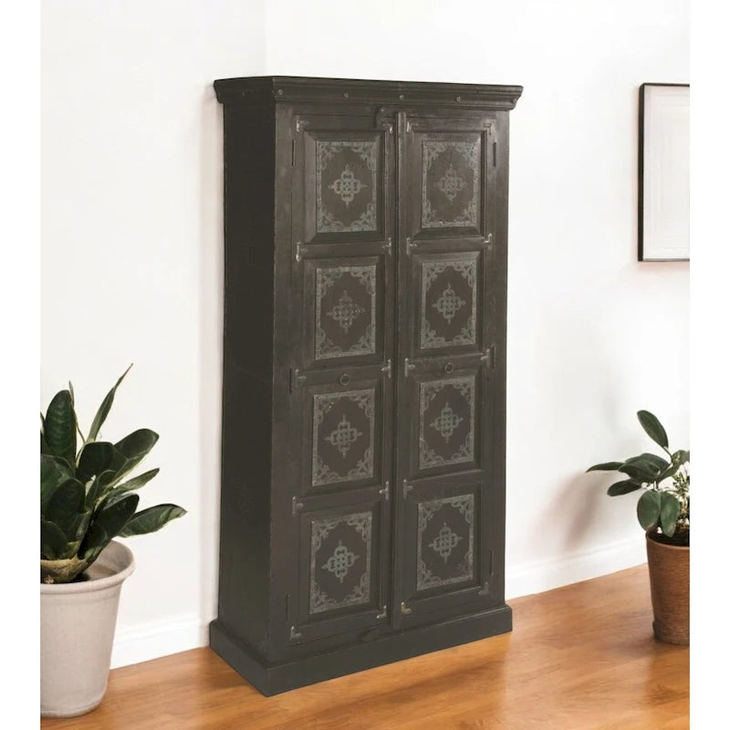 72 Dark Brown Solid Wood Pantry Or Storage Closet - 36" x 72" x 16"