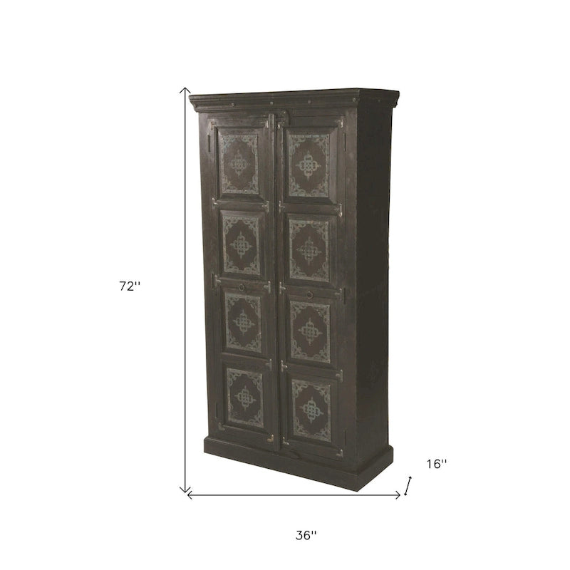 72 Dark Brown Solid Wood Pantry Or Storage Closet - 36" x 72" x 16"