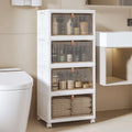 4 Tier Bathroom Storage Cabinet Storage Bins with Lid Stackable Storage Boxes Foldable Organizers