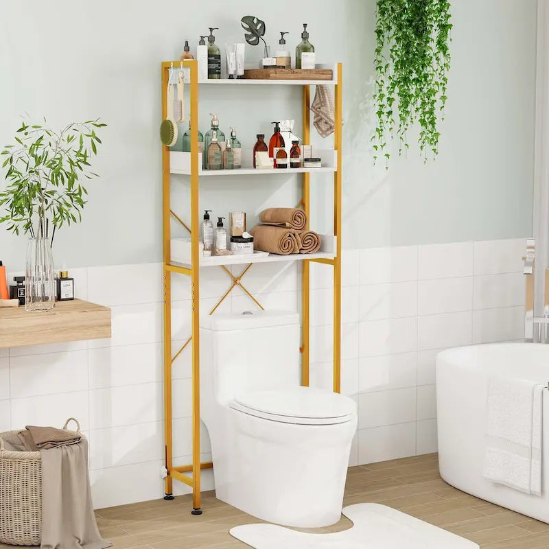 3-Tier Over-The-Toilet Bathroom Shelf Metal Frame Space Saver