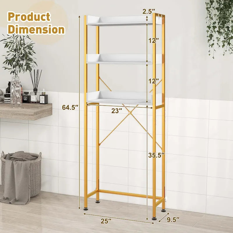 3-Tier Over-The-Toilet Bathroom Shelf Metal Frame Space Saver
