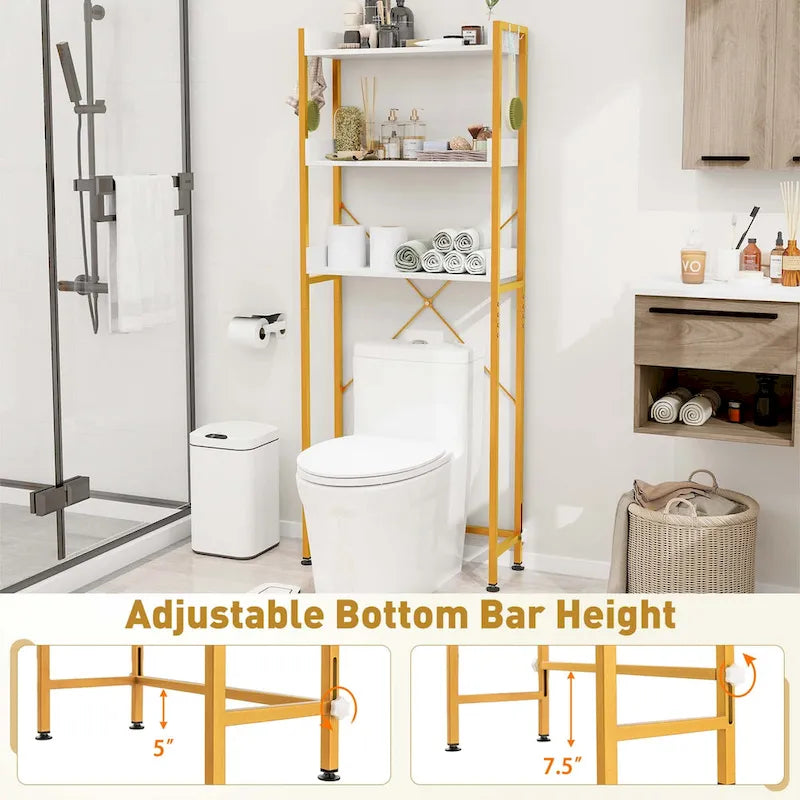 3-Tier Over-The-Toilet Bathroom Shelf Metal Frame Space Saver
