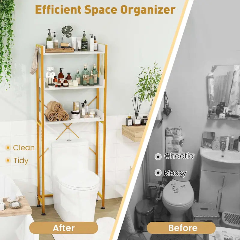 3-Tier Over-The-Toilet Bathroom Shelf Metal Frame Space Saver