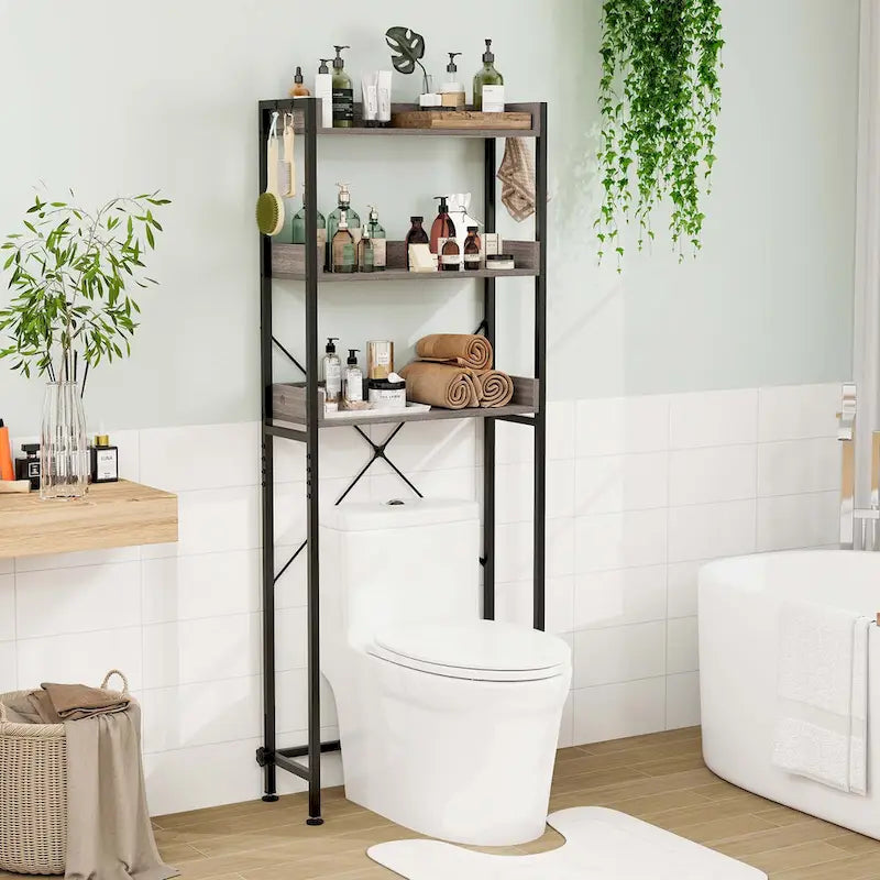 3-Tier Over-The-Toilet Bathroom Shelf Metal Frame Space Saver