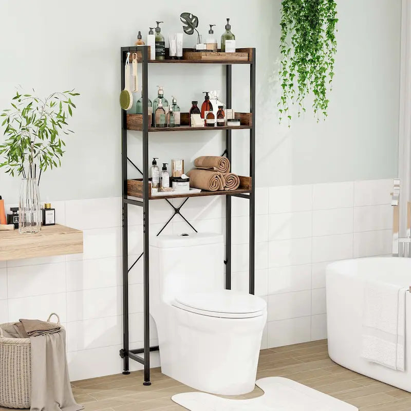 3-Tier Over-The-Toilet Bathroom Shelf Metal Frame Space Saver