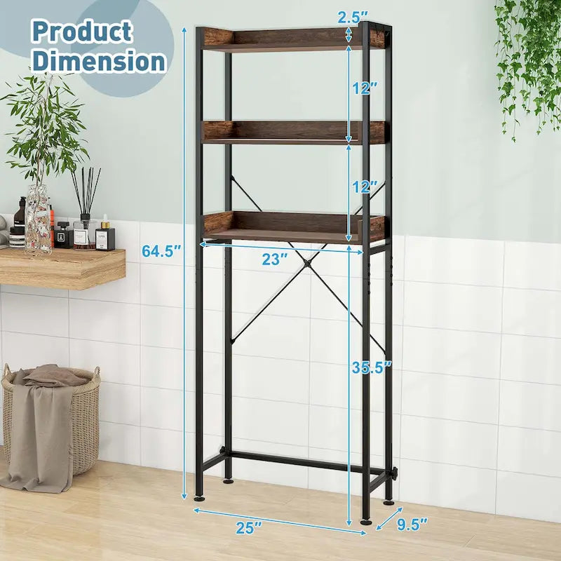 3-Tier Over-The-Toilet Bathroom Shelf Metal Frame Space Saver