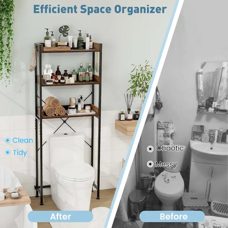 3-Tier Over-The-Toilet Bathroom Shelf Metal Frame Space Saver