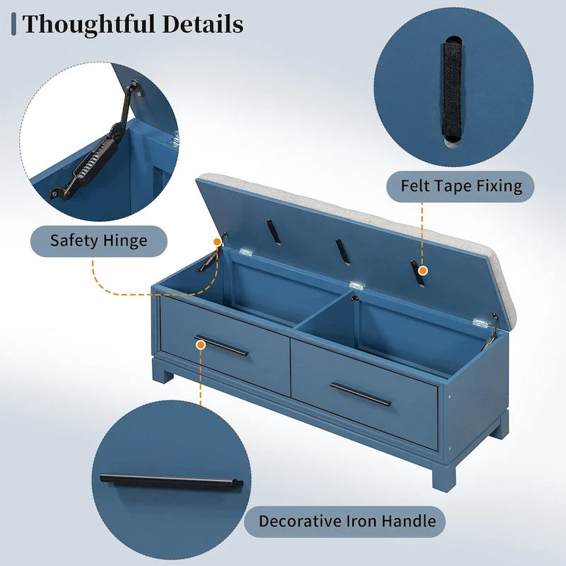 Shoe Bench with Removable Cushion, Entryway Bench with Hidden Storage