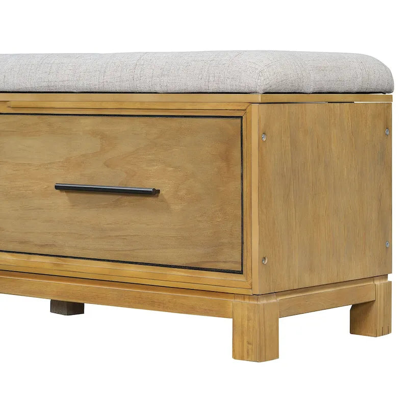 Shoe Bench with Removable Cushion, Entryway Bench with Hidden Storage
