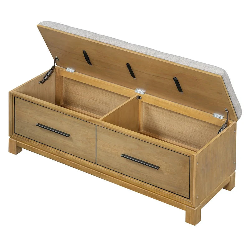 Shoe Bench with Removable Cushion, Entryway Bench with Hidden Storage