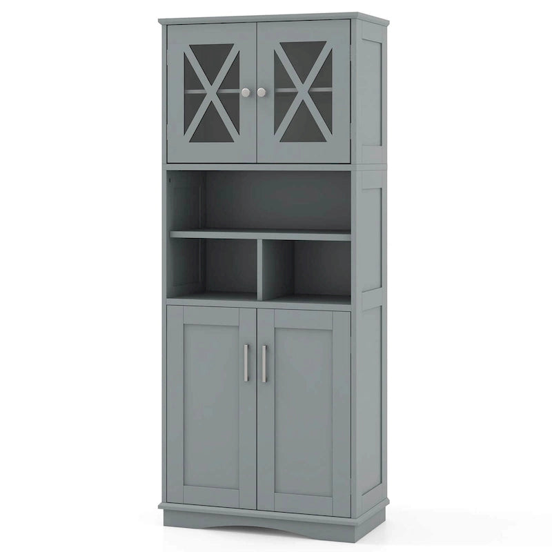 Tall Bathroom Cabinet Large Floor Storage Cabinet with Acrylic Doors