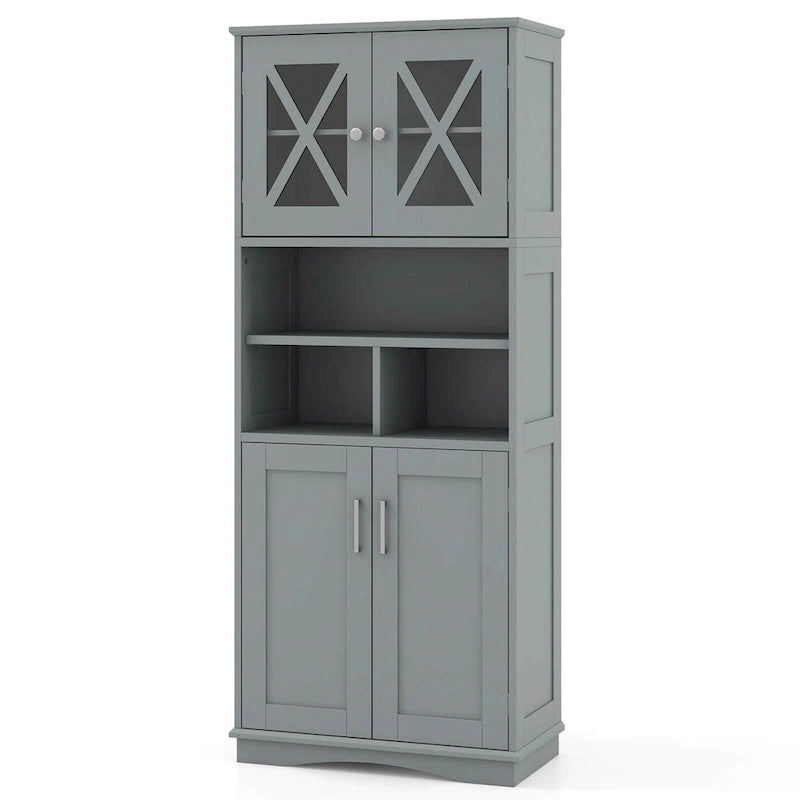 Tall Bathroom Cabinet Large Floor Storage Cabinet with Acrylic Doors