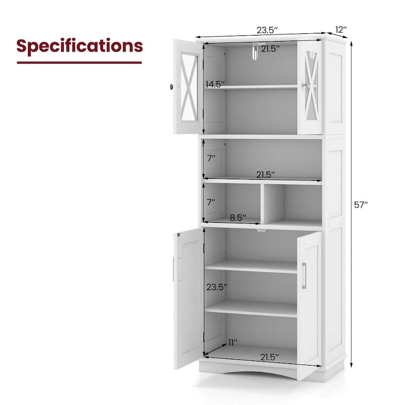 Tall Bathroom Cabinet Large Floor Storage Cabinet with Acrylic Doors