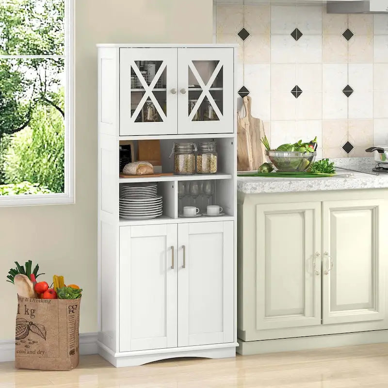 Tall Bathroom Cabinet Large Floor Storage Cabinet with Acrylic Doors