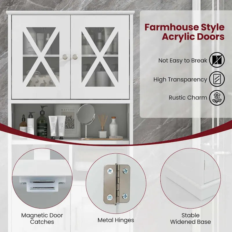 Tall Bathroom Cabinet Large Floor Storage Cabinet with Acrylic Doors
