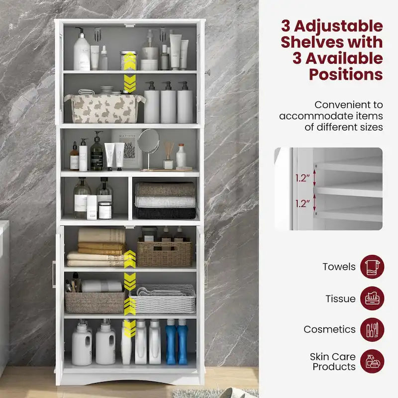 Tall Bathroom Cabinet Large Floor Storage Cabinet with Acrylic Doors