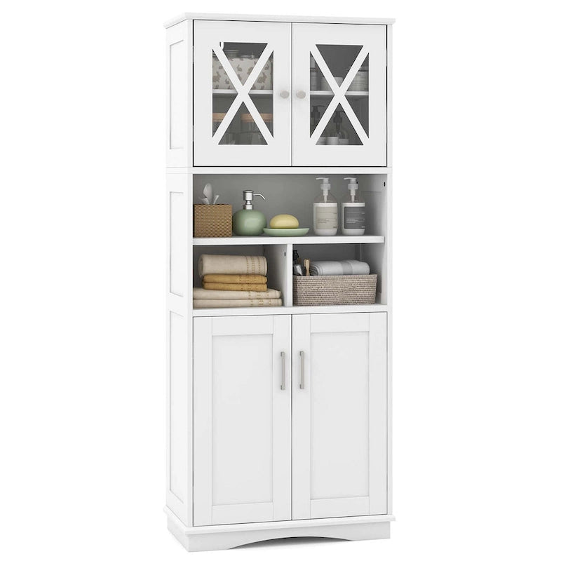 Tall Bathroom Cabinet Large Floor Storage Cabinet with Acrylic Doors