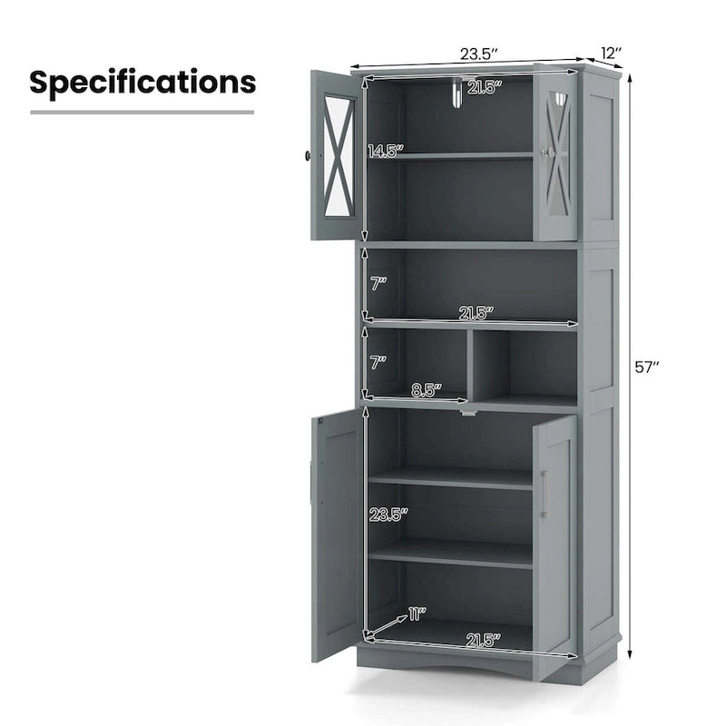 Tall Bathroom Cabinet Large Floor Storage Cabinet with Acrylic Doors