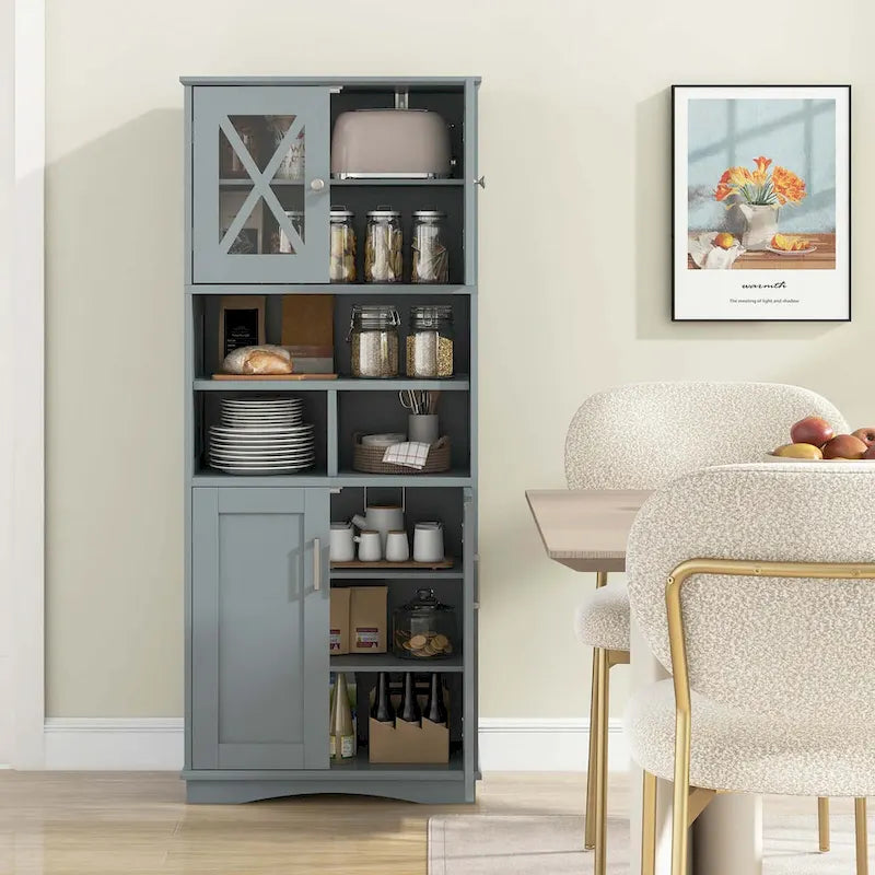 Tall Bathroom Cabinet Large Floor Storage Cabinet with Acrylic Doors