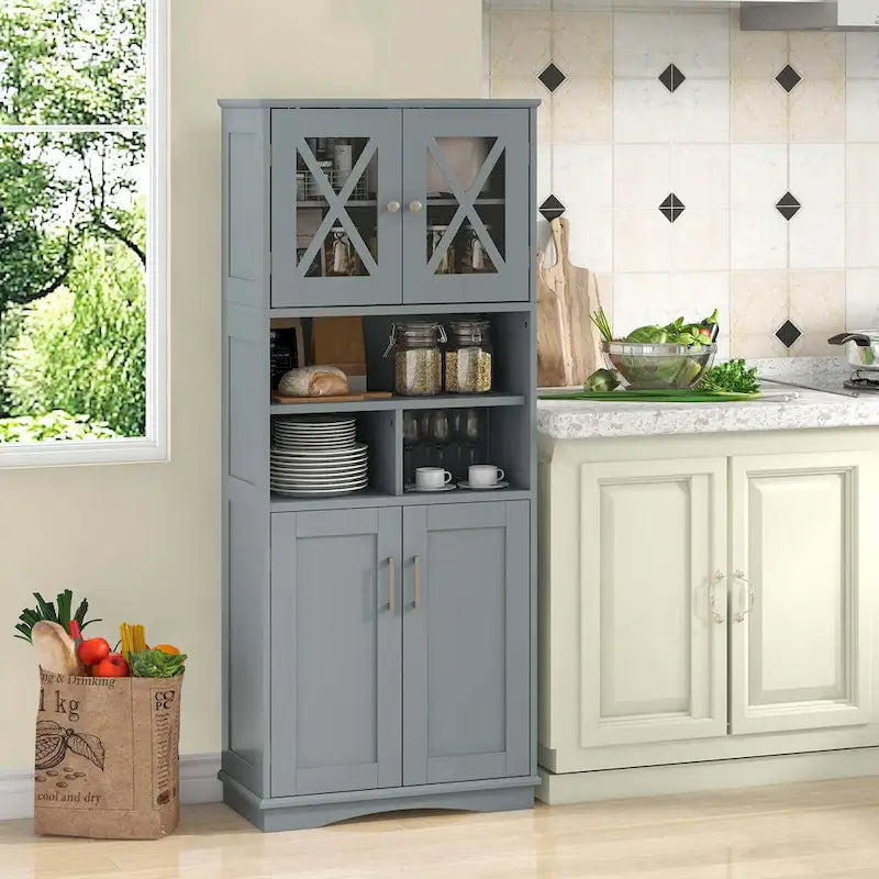Tall Bathroom Cabinet Large Floor Storage Cabinet with Acrylic Doors