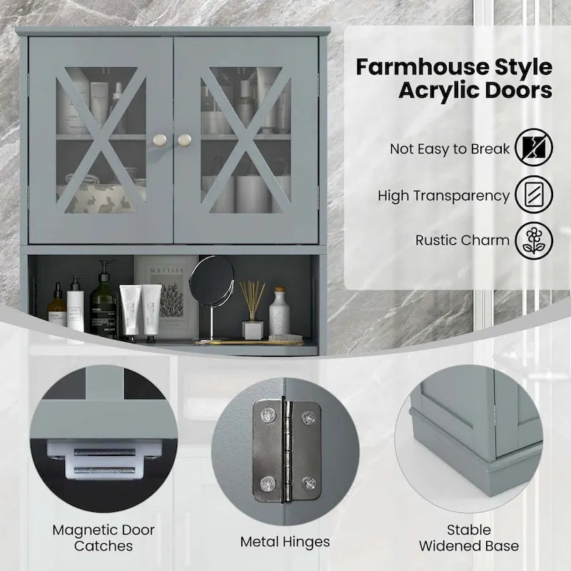 Tall Bathroom Cabinet Large Floor Storage Cabinet with Acrylic Doors