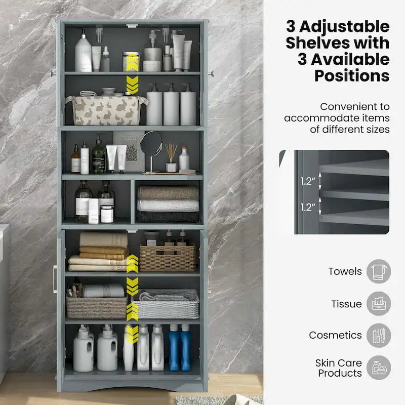 Tall Bathroom Cabinet Large Floor Storage Cabinet with Acrylic Doors