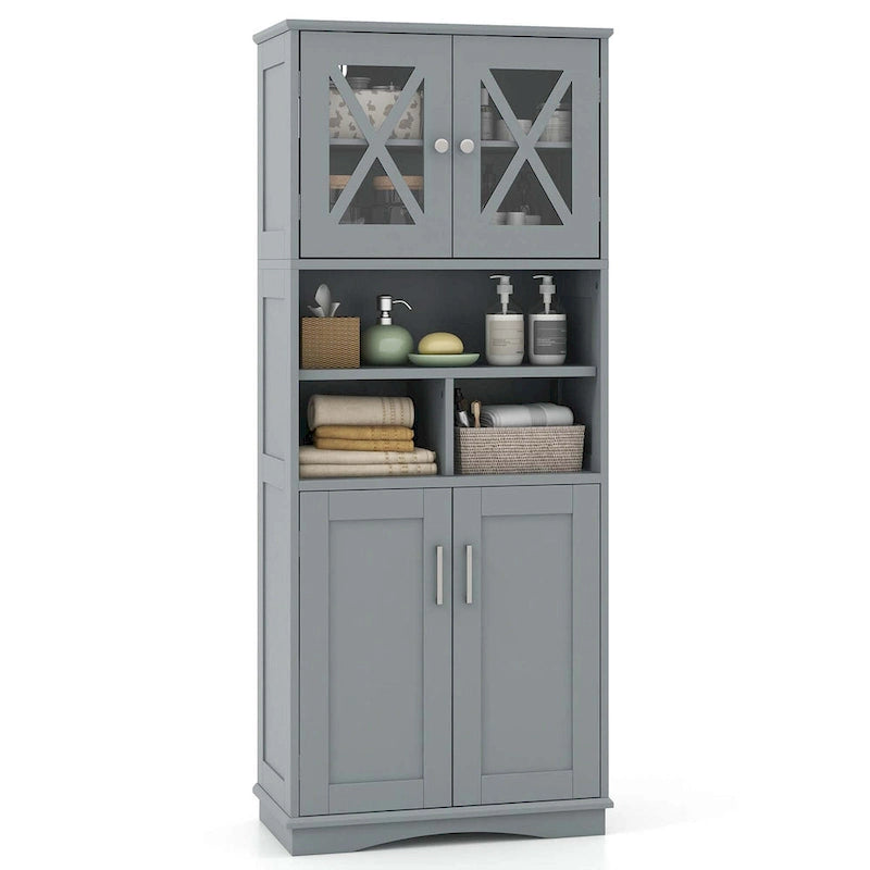 Tall Bathroom Cabinet Large Floor Storage Cabinet with Acrylic Doors