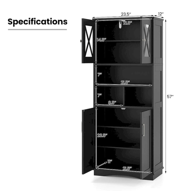Tall Bathroom Cabinet Large Floor Storage Cabinet with Acrylic Doors