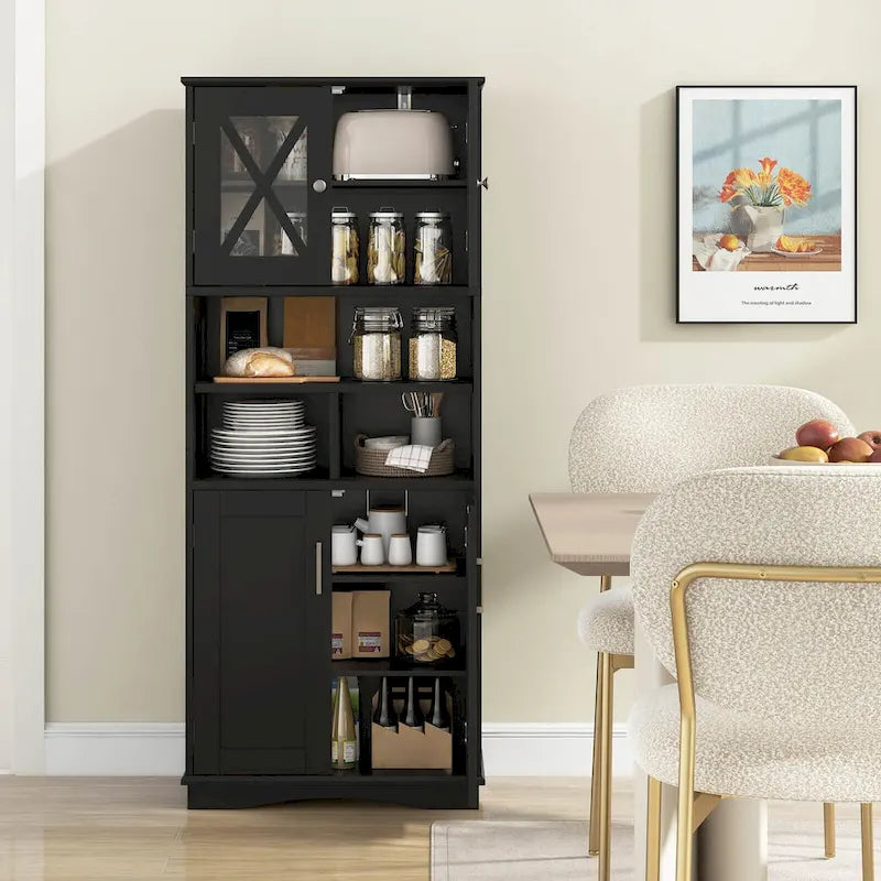 Tall Bathroom Cabinet Large Floor Storage Cabinet with Acrylic Doors