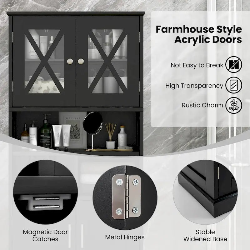 Tall Bathroom Cabinet Large Floor Storage Cabinet with Acrylic Doors