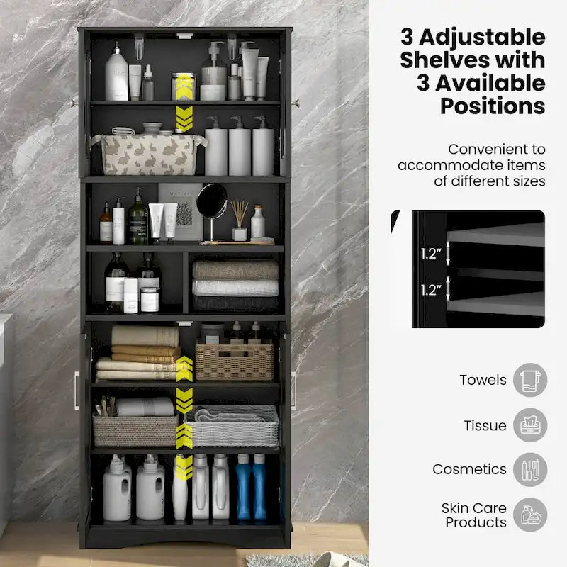 Tall Bathroom Cabinet Large Floor Storage Cabinet with Acrylic Doors