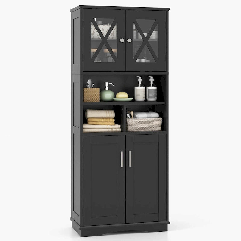 Tall Bathroom Cabinet Large Floor Storage Cabinet with Acrylic Doors