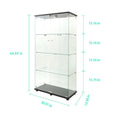 Tempered Glass Display Cabinet with LED Light Bar and Locking Wheels