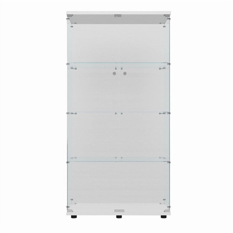 Tempered Glass Display Cabinet with LED Light Bar and Locking Wheels