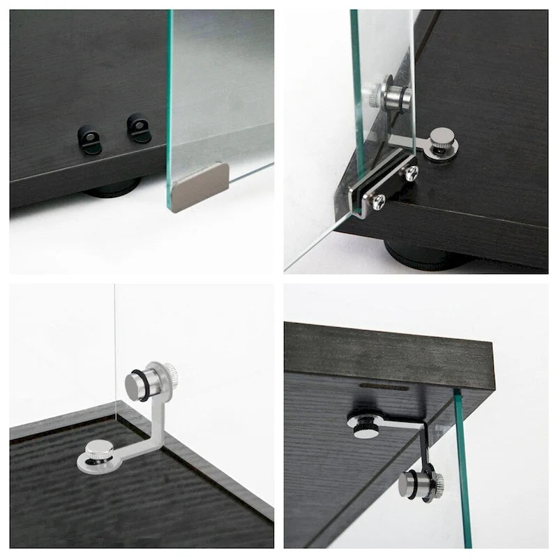Tempered Glass Display Cabinet with LED Light Bar and Locking Wheels