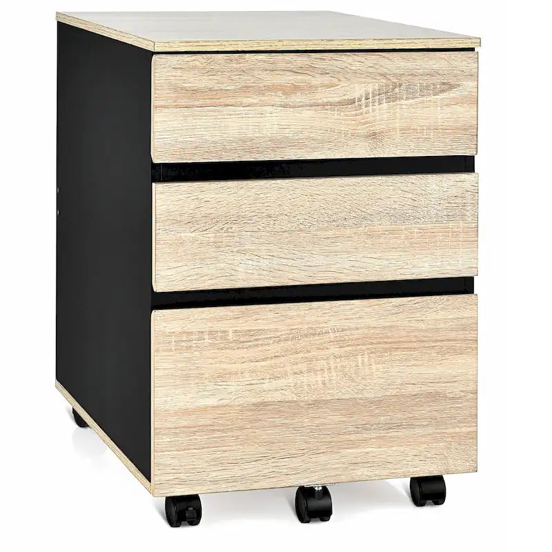 3-Drawer Mobile File Cabinet Vertical Filling Cabinet for Home