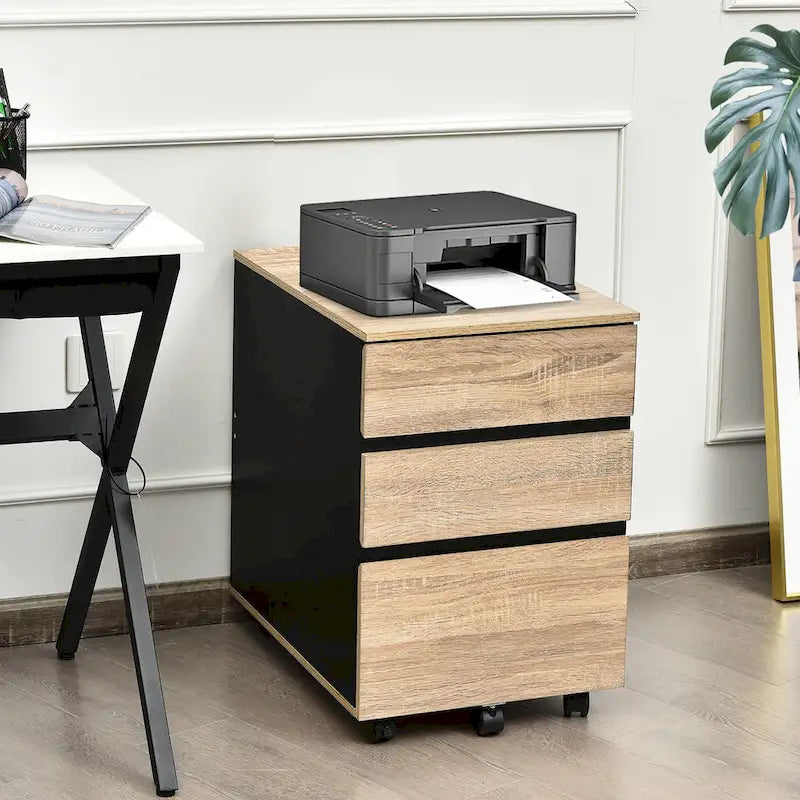 3-Drawer Mobile File Cabinet Vertical Filling Cabinet for Home