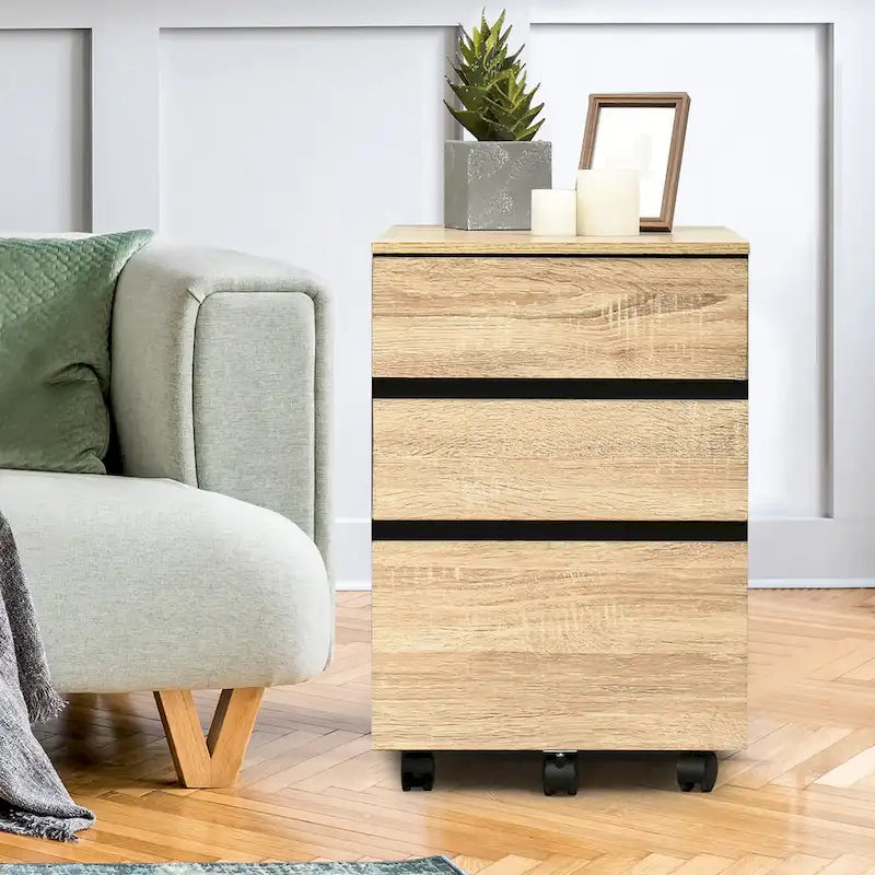 3-Drawer Mobile File Cabinet Vertical Filling Cabinet for Home