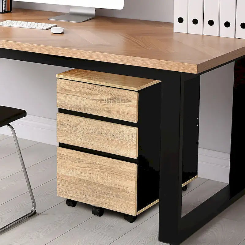 3-Drawer Mobile File Cabinet Vertical Filling Cabinet for Home