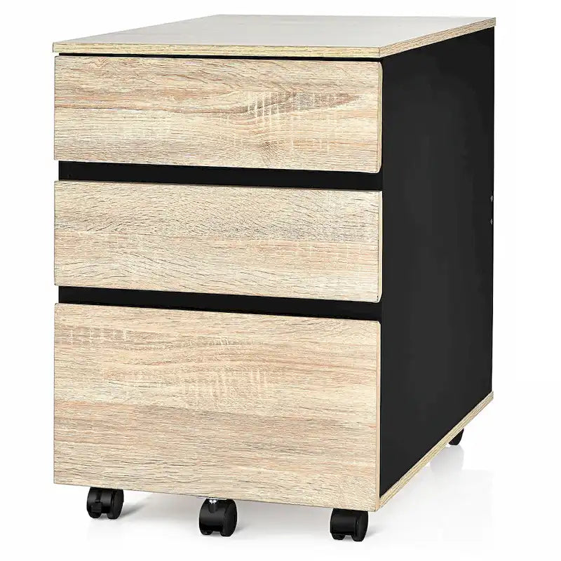 3-Drawer Mobile File Cabinet Vertical Filling Cabinet for Home