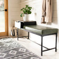 Entryway Storage Bench with Drawer Light Wood and Metal Frame 47x16x24