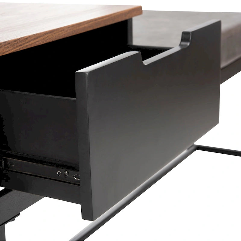 Entryway Storage Bench with Drawer Light Wood and Metal Frame 47x16x24